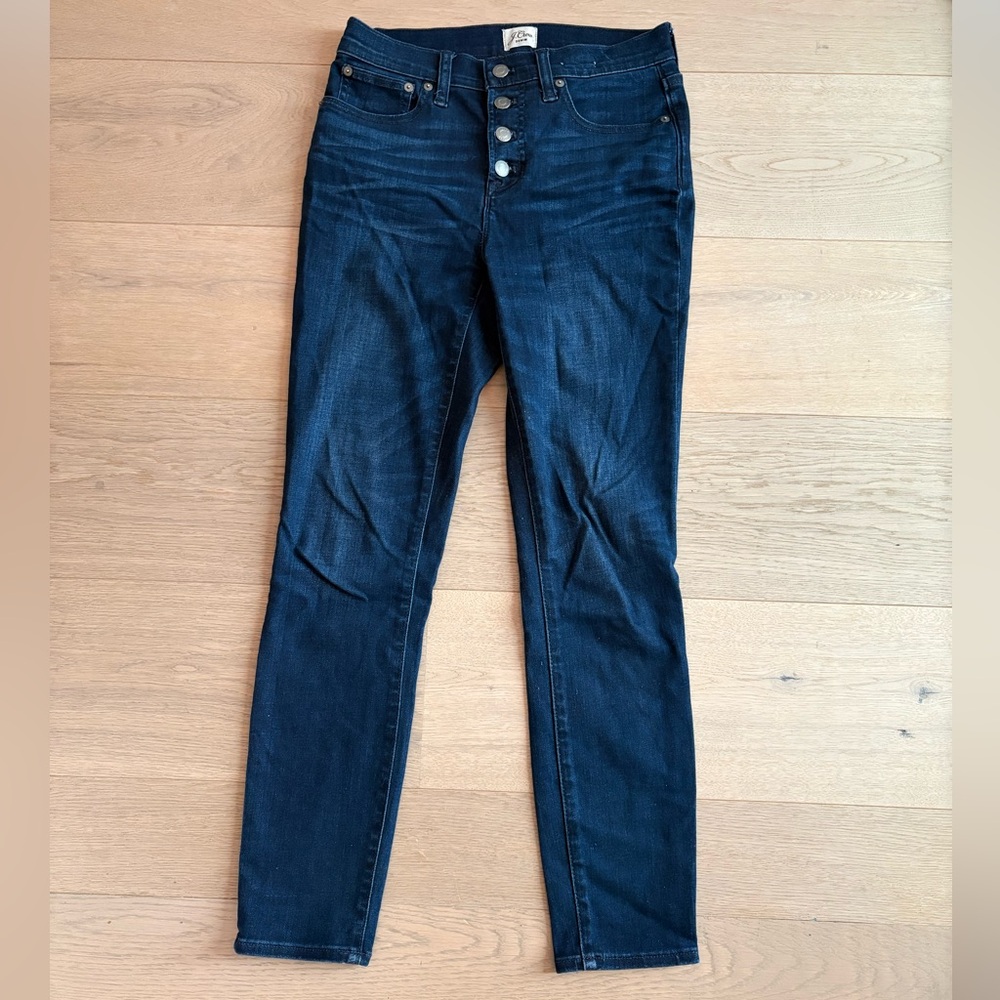 J.Crew Dark Blue Wash Toothpick Skinny Jeans Size 26 | Cotton-Tencel Denim